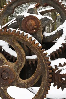 齿轮，车轮，齿轮，雪，冬天