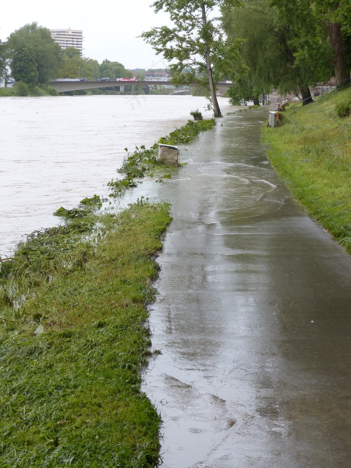 高水，多瑙河，乌尔姆，阴雨天气，泥浆，雨