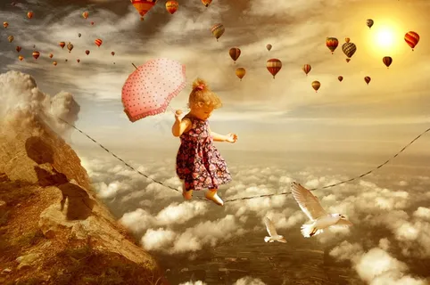 儿童，劳动，天空，云彩