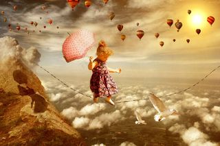 儿童，劳动，天空，云彩