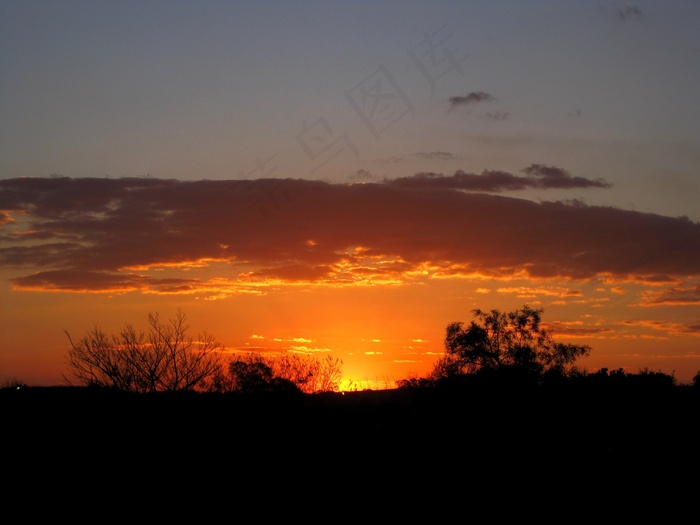 日落，橙色，明亮，发光，云，镀金边
