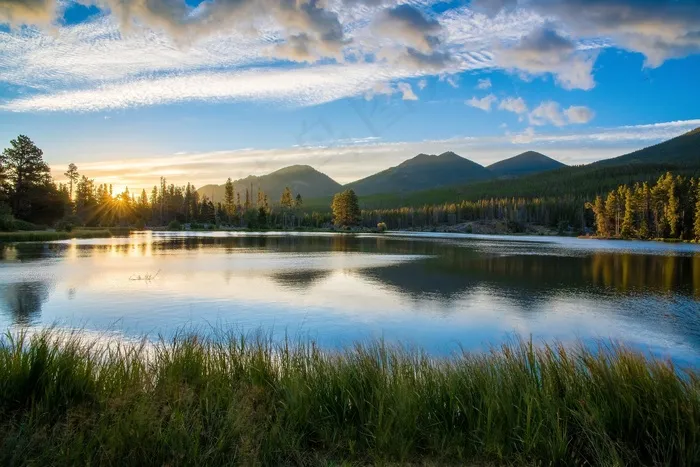 湖，反射，山，景观，平静，自然
