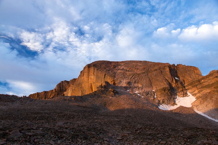 山，高地，雪，岩石，碎片，材料