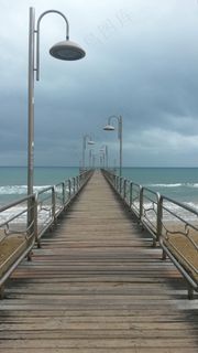 Web，木板路，海，海滩，灯笼，多云
