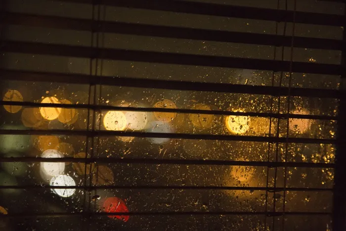 雨，窗口，夜，灯火，散景，滴，水滴
