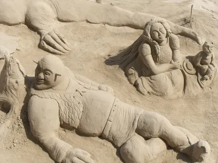 沙，艺术，海滩，大海，西班牙，水，夏天