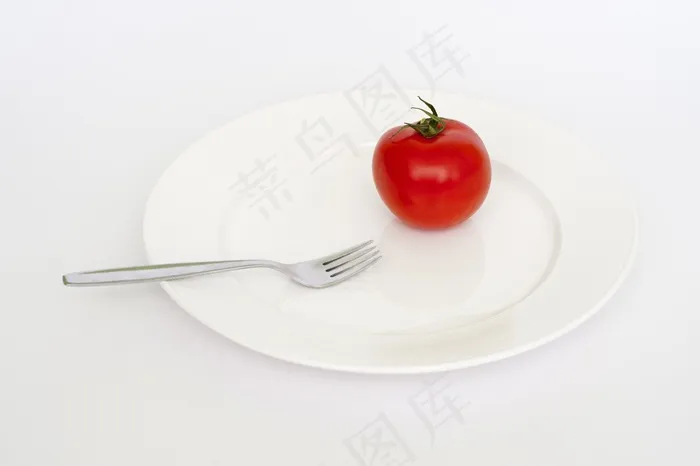 板，番茄，红色，叉，饮食，脂肪，健康，体重