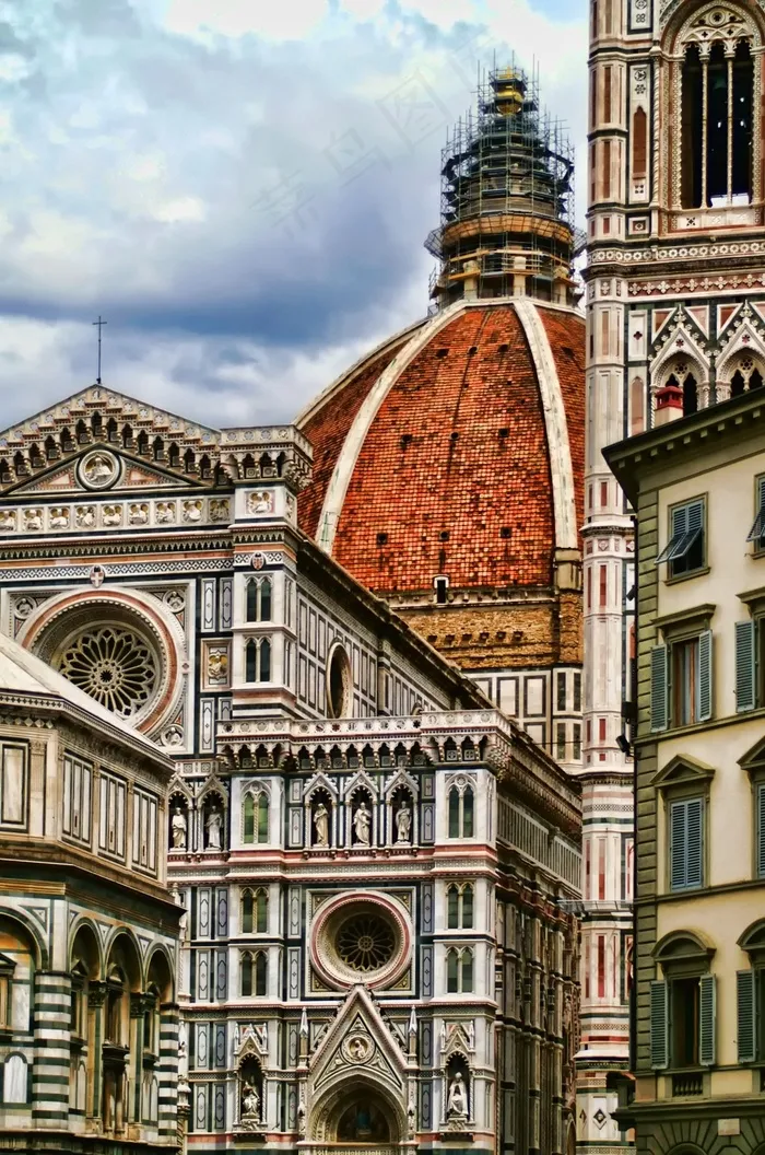 意大利，托斯卡纳，佛罗伦萨，天空，云团，全景图，塔
