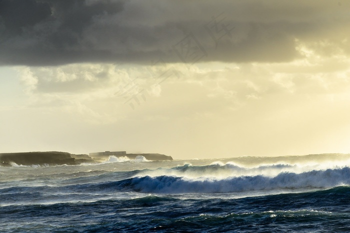 波，膨胀，冲浪，喷雾，兰萨罗特岛，西班牙，岛