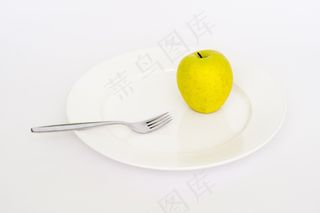 板，苹果，叉，饮食，健康，重量，健康，损失