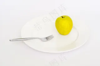 板，苹果，叉，饮食，健康，重量，健康，损失