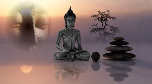 佛，平衡，宁静，佛教，亚洲，石像