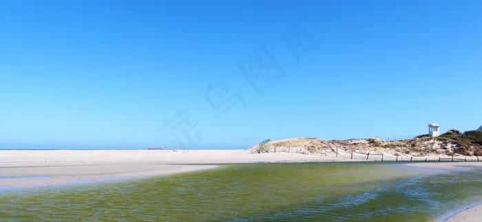 海滩，沙，泻湖，海，天空