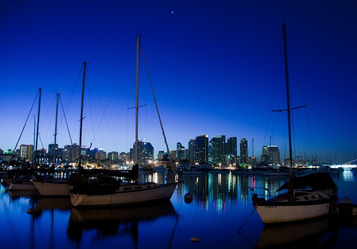 夜景照明,港口码头,建筑,都市夜景,城市夜景照明,加利福尼亚州圣地亚哥圣地亚哥湾