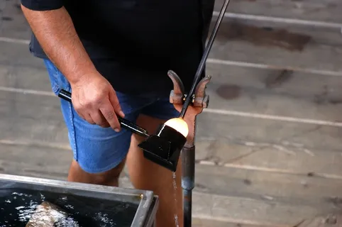 玻璃鼓风机，玻璃吹制，工匠，工作，热