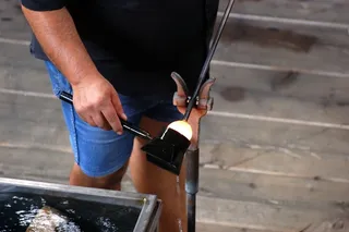 玻璃鼓风机，玻璃吹制，工匠，工作，热