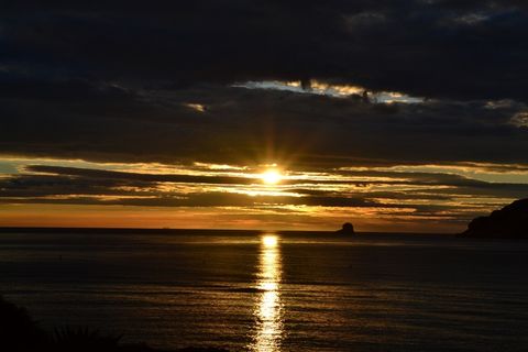 太阳，日落，地平线，天现象，海