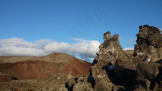 山，岩，天空，云，红色，冰岛