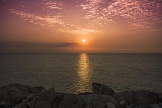 日落，特拉维夫，海，晚上，水