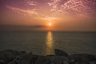 日落，特拉维夫，海，晚上，水