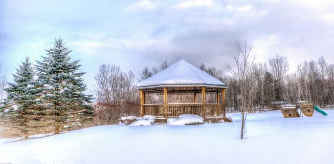 佛蒙特州，雪，冬季，性质，凉亭，冰，景观