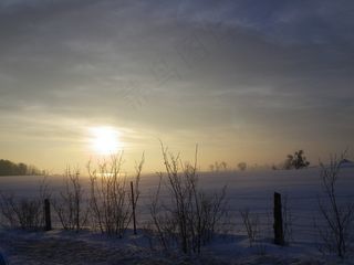 早晨，太阳，雪，原野，自然，反对一天