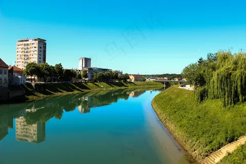 河，城市，反射，城市景观，城市，建筑