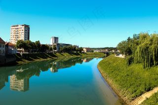 河，城市，反射，城市景观，城市，建筑