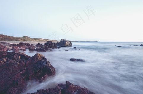 海滩，沙，岩石，巨石，水，海洋，沧海，滨