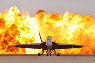 航空展烟火技术，军用喷气机，F-18，大黄蜂