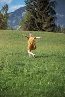 人，人，儿童，女孩，性质，草地，景观