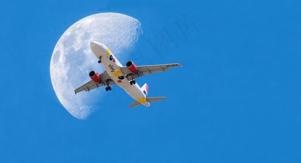 飞机，月亮，Ceu，蓝天，海鸥，天，性质