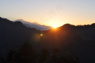 山，日出，自然，天空，风景，视图