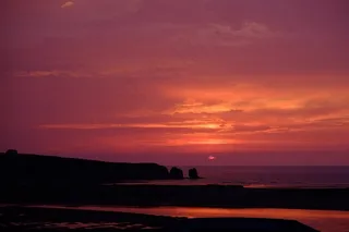 日落，海滩，Ca，天空