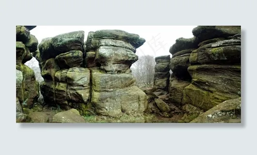 大自然，形状，英格兰，Brimham岩石，沉积