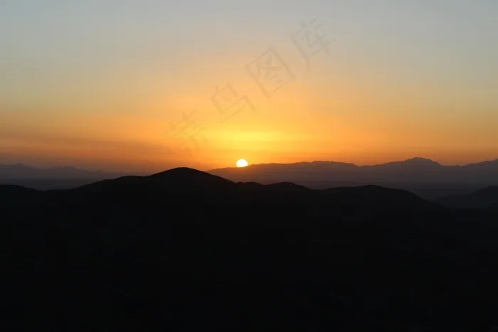日落，太阳，山，天空，橙色，自然