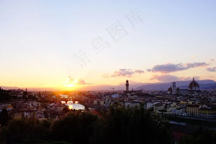 日落，城市，风景，佛罗伦萨，意大利