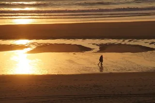 海滩，日落，海，比斯卡罗斯，大西洋，沙丘，海洋