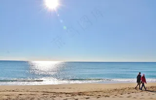 海，水，海洋，夏天，蓝色，波，海滩，天空