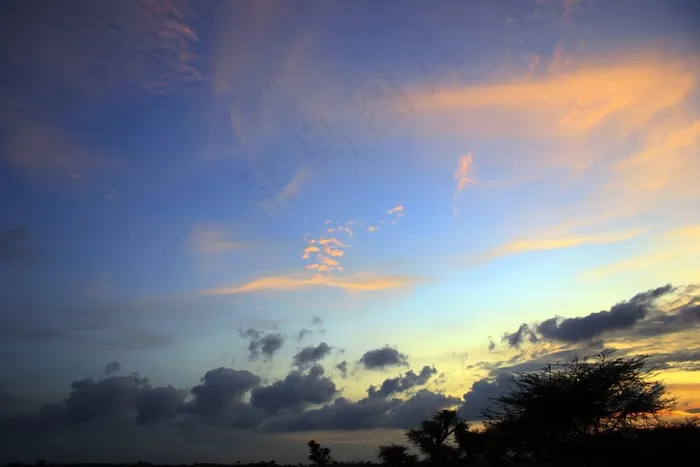 日落，天空，云团，户外，风景秀丽，宁静