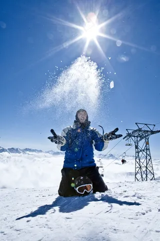 乐趣，雪，滑雪者，休息，休息，Eiskristalle，投掷