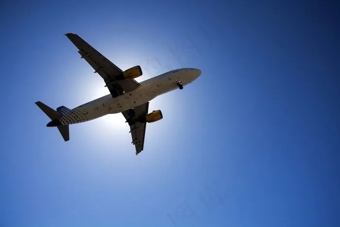 飞机，天空，背光，蓝色，自由，光，旅行