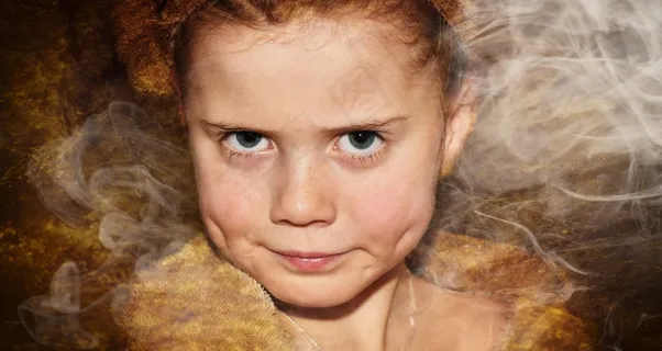 儿童，女孩，脸，雾，艺术