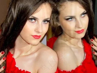 女孩，镜子，肖像，红色的唇膏，反射，很好