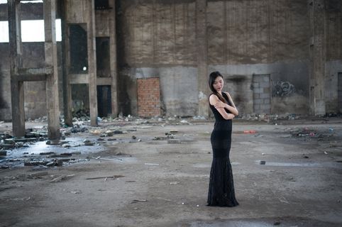 女人，模型，肖像，摄影，黑色礼服