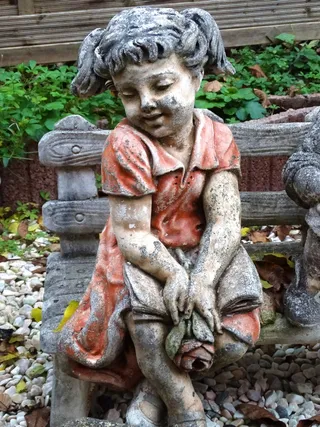 女孩，雕像，雕塑，石像，花园