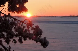 大自然，日落，冬天，太阳