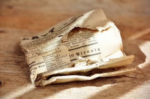 报纸，旧，折叠，字体，信息，弄皱