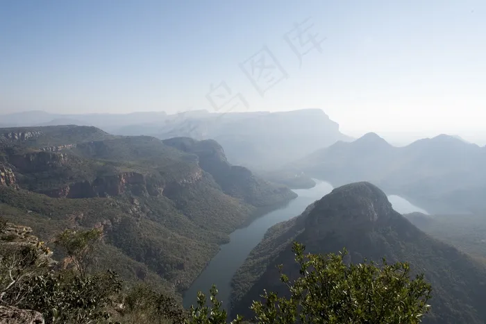 河，山脉，全景，自然，景观，水