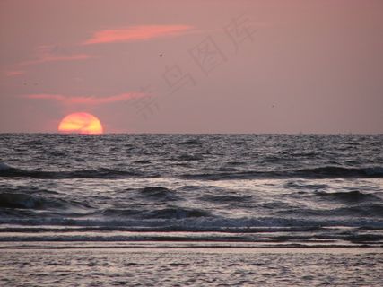 日落，光，波，水，大海，太阳，天空，黄昏